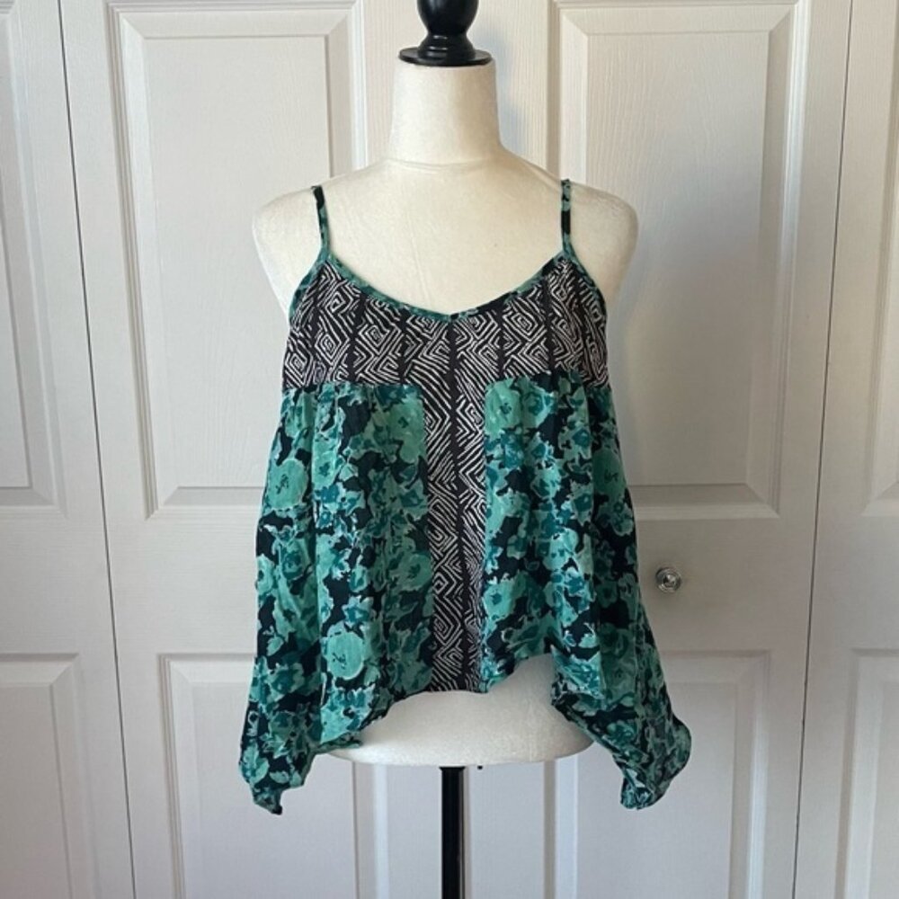 Volcom Better Day woven tank top Teal Tie Dye print size M